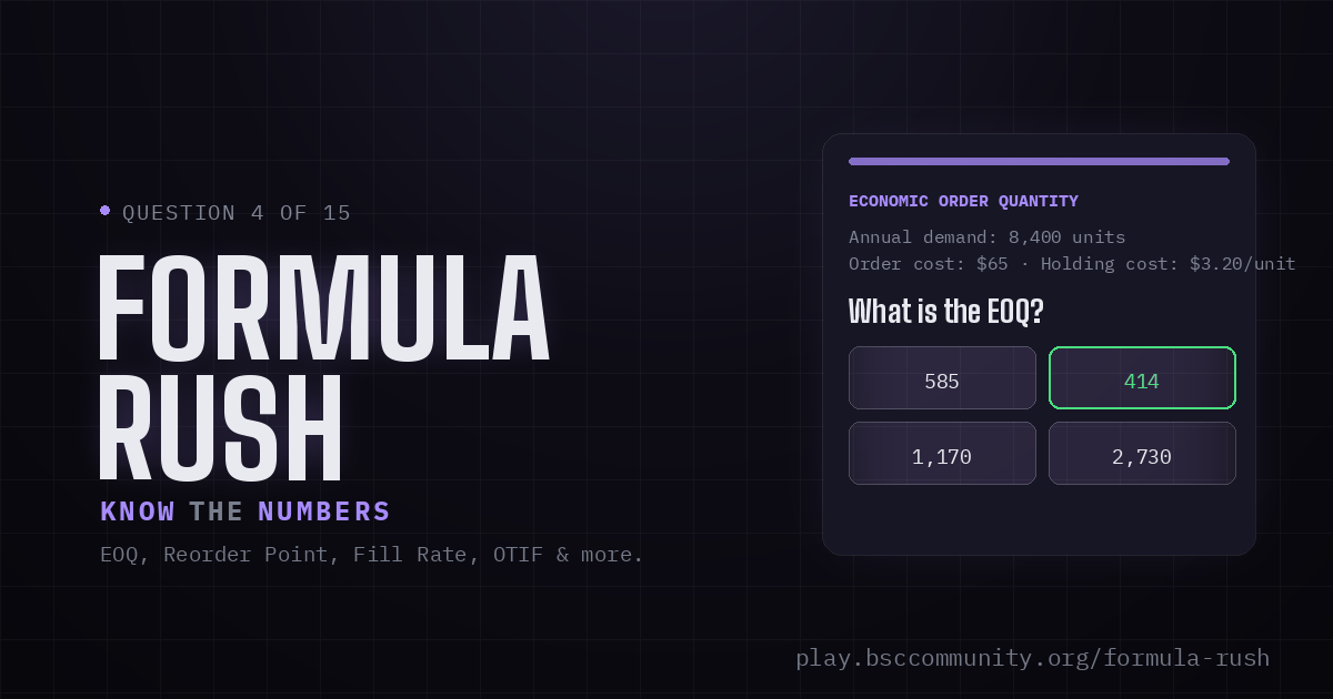 Formula Rush — Know the Numbers